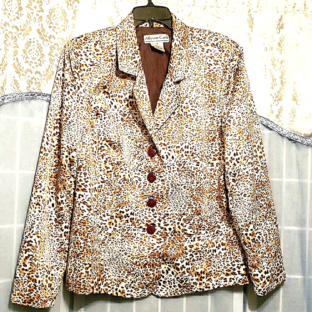 ALLYSON CARA CHEETAH PRINT SUIT BLAZER SZ 14